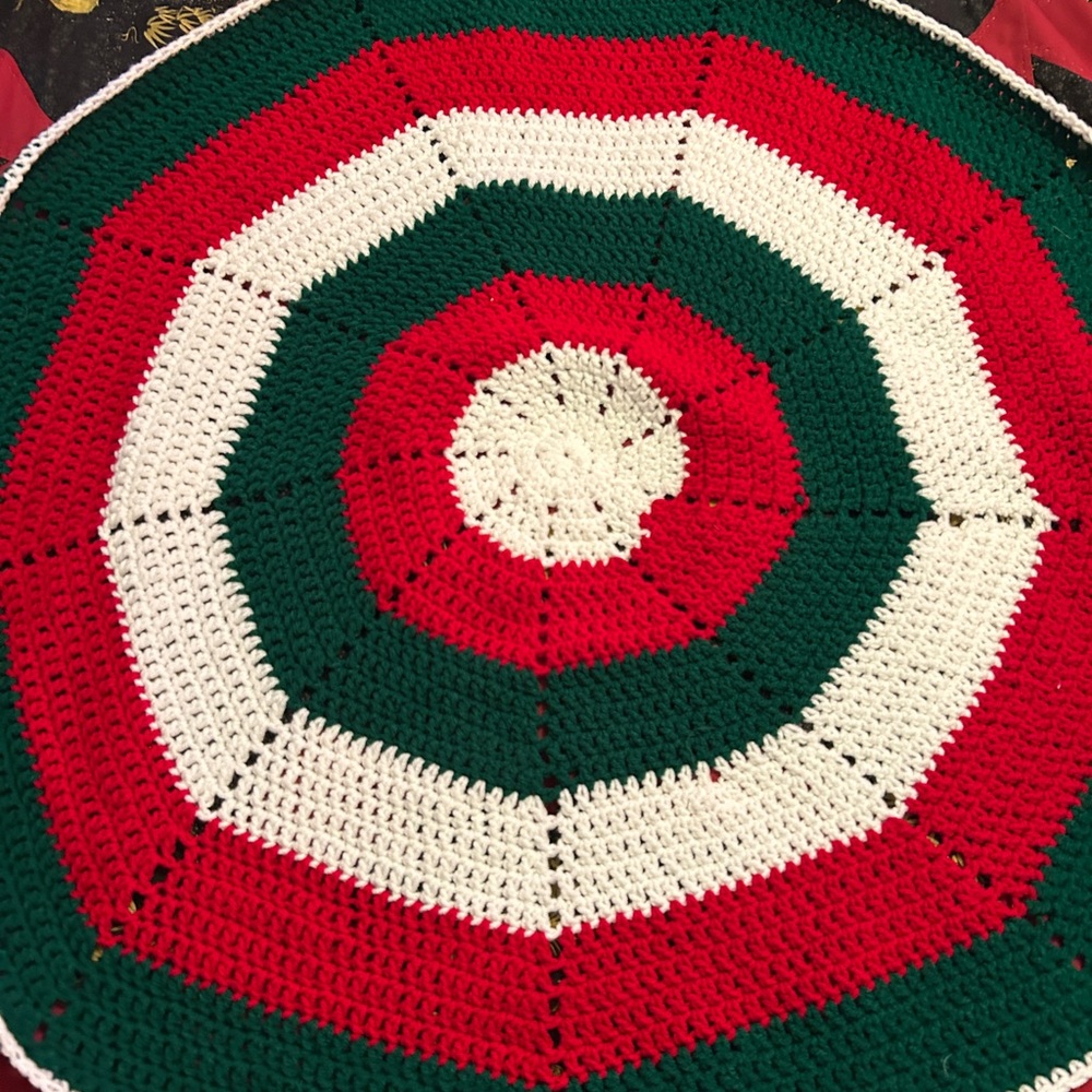 Festive Red, Green, and White Crochet Holiday Blanket